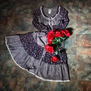 Gunne Sax Floral Print Midi Dress